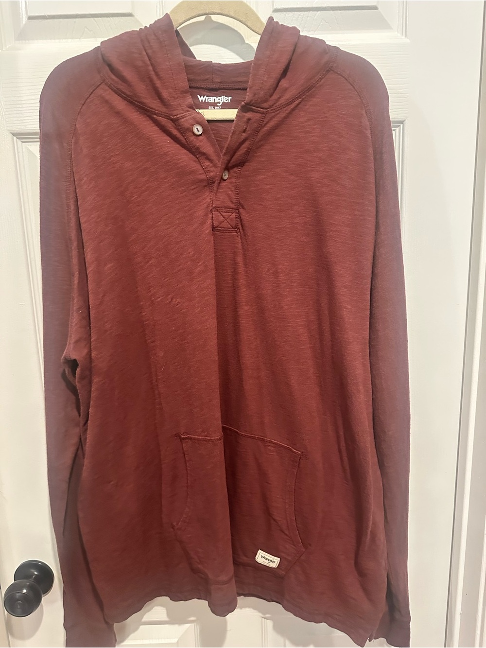 Wrangler Men's Crewneck Hooded Pullover - Rust